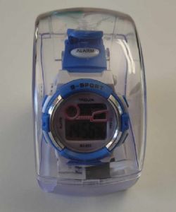 MONTRE DIGITALE POUR ENFANT BLEU/BLANC OU ROSE/BLANC ASST